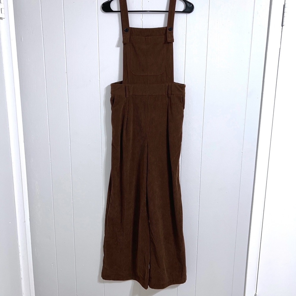 Commense Rapture Corduroy Wide Leg‎ Overalls Jumpsuit Brown Size M